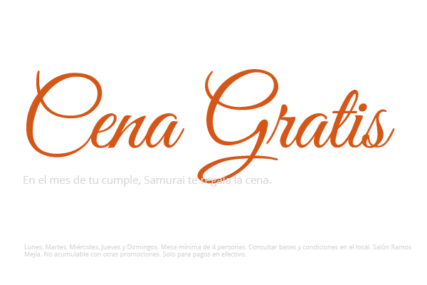 Samurai Sushi Promo de Cumple Cena Gratis